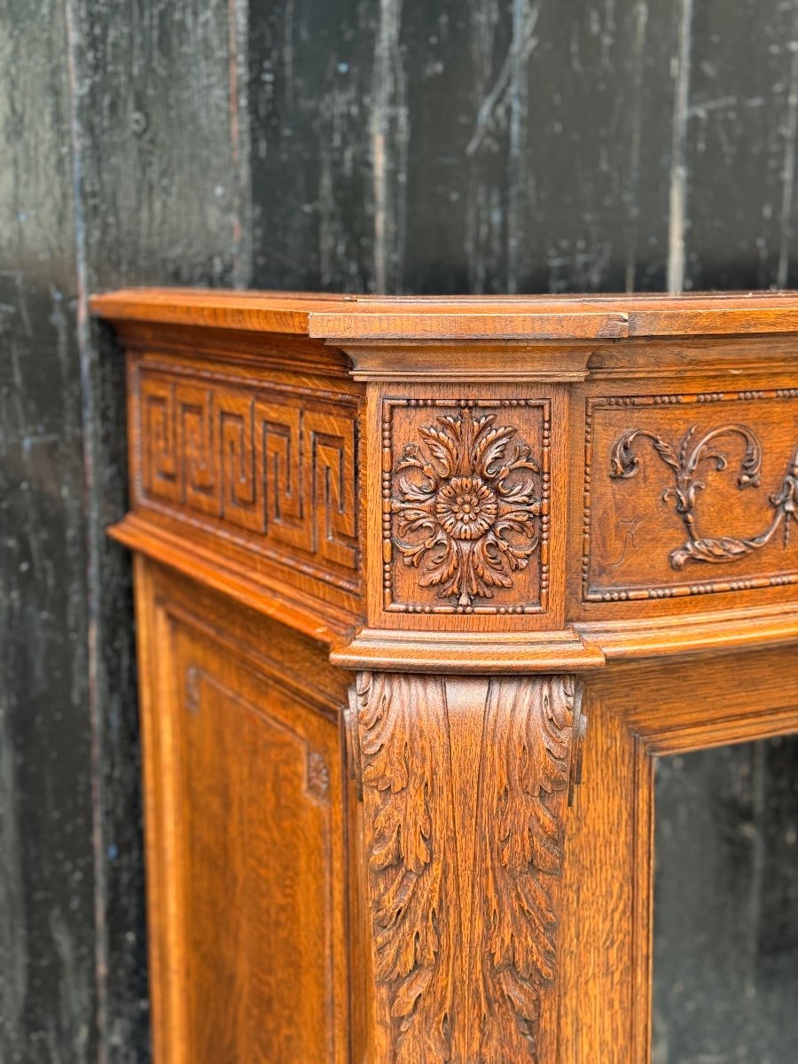 Carved wooden fireplace, circa 1900