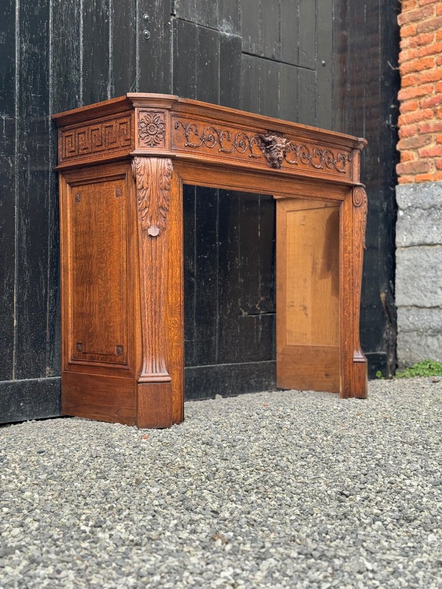 Carved wooden fireplace, circa 1900