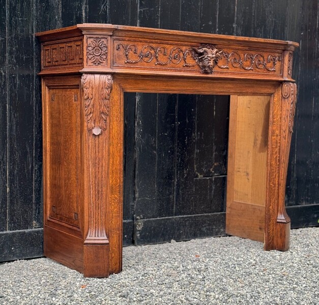 Carved wooden fireplace, circa 1900