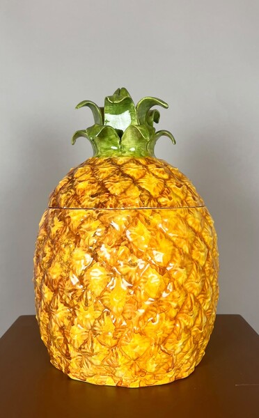 Ceramic pineapple-shaped candy dish, Italy, 1964