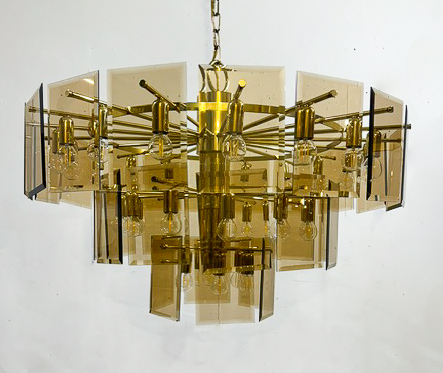 chandelier with beveled and smoked glass plates