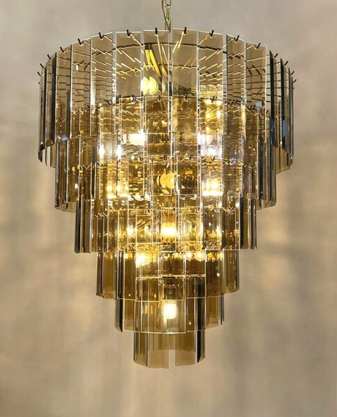 Chandelier with smoked glass plates - 23 lamps