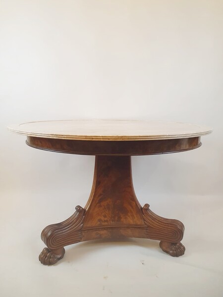 Charles X pedestal table in mahogany and marble top