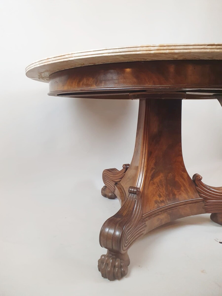 Charles X pedestal table in mahogany and marble top