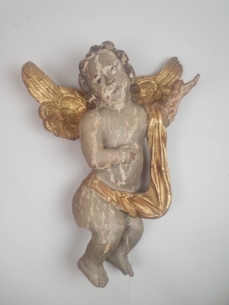 Cherub in polychromed wood - 18th century