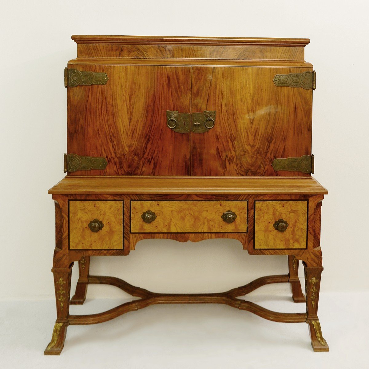 Chest in Walnut And Bronze By Alfred Chambon - Belgium - 1920