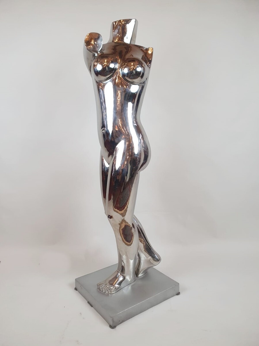 Chromed metal sculpture - signed on base Romana 2/2