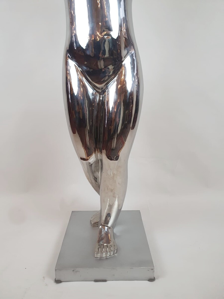 Chromed metal sculpture - signed on base Romana 2/2