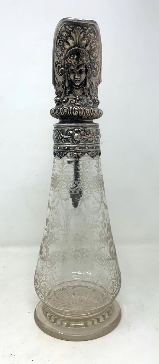 crystal and silver-plated bronze carafe