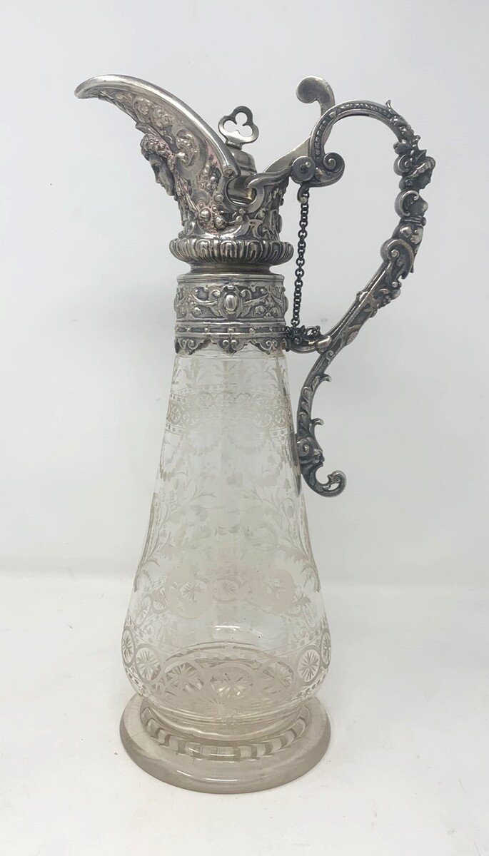 crystal and silver-plated bronze carafe