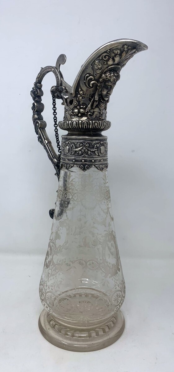 crystal and silver-plated bronze carafe