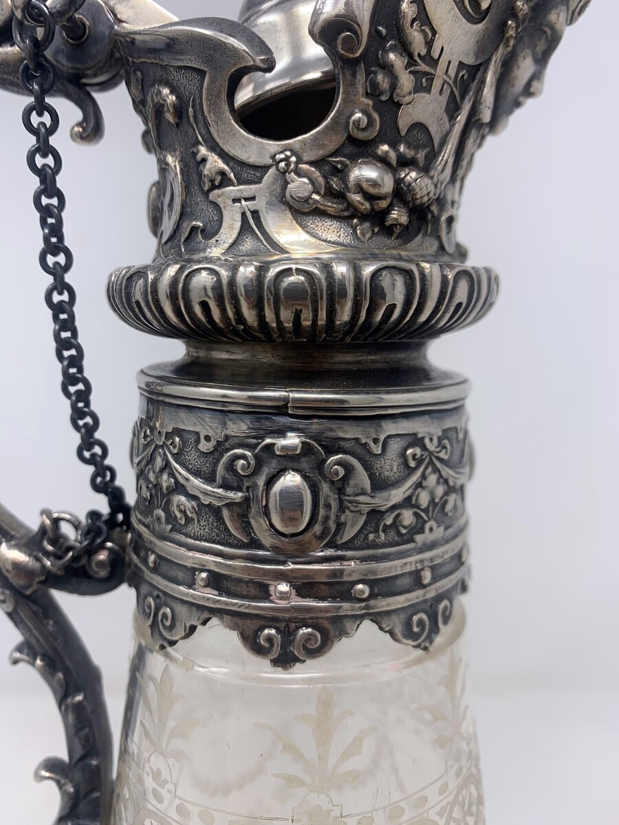 crystal and silver-plated bronze carafe