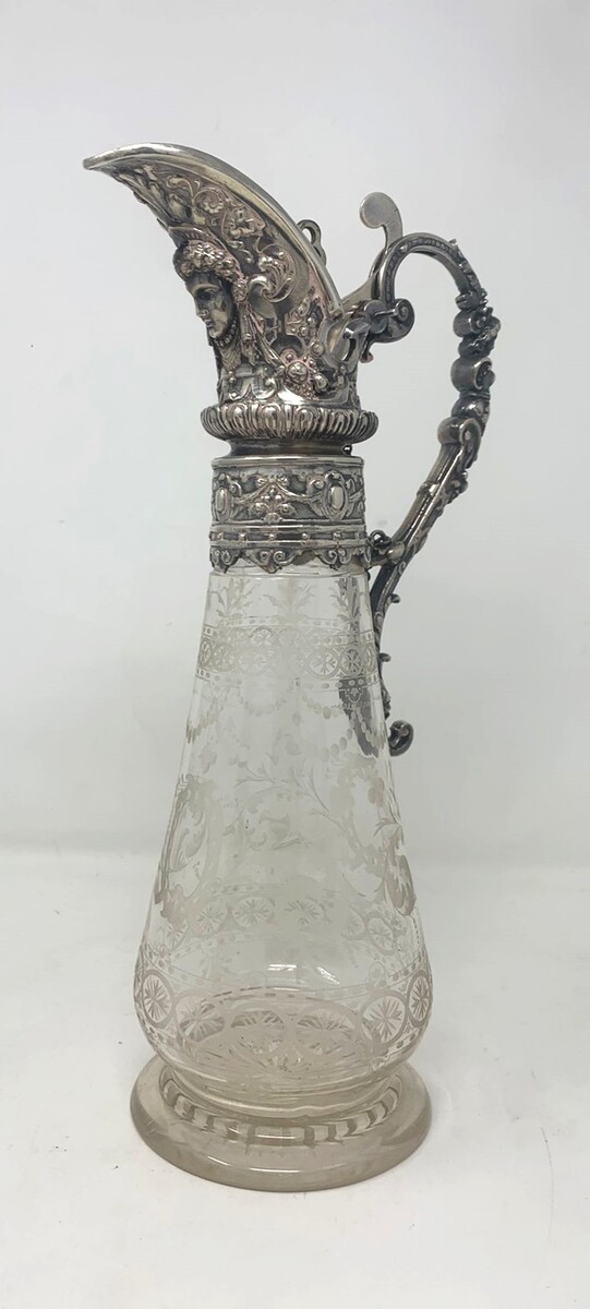 crystal and silver-plated bronze carafe