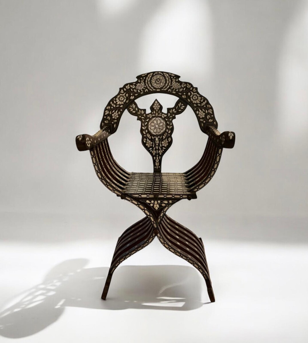 curule seat inlaid with mother-of-pearl - Syria - late 19th century