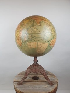 Early 20th century terrestrial globe, cast iron base