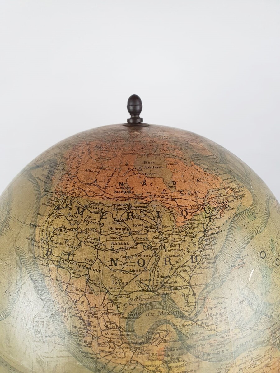 Early 20th century terrestrial globe, cast iron base