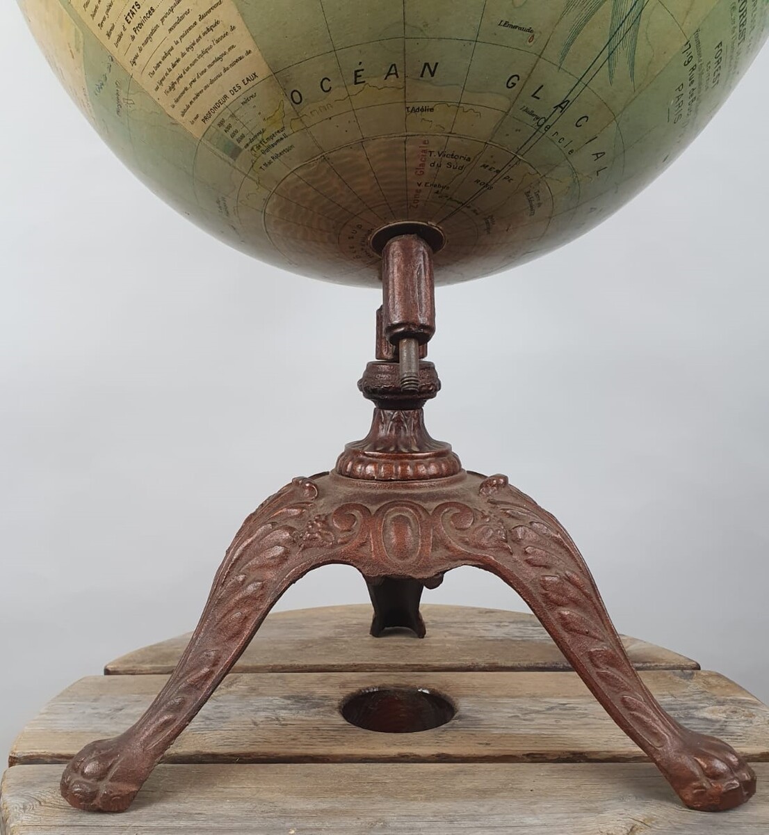 Early 20th century terrestrial globe, cast iron base