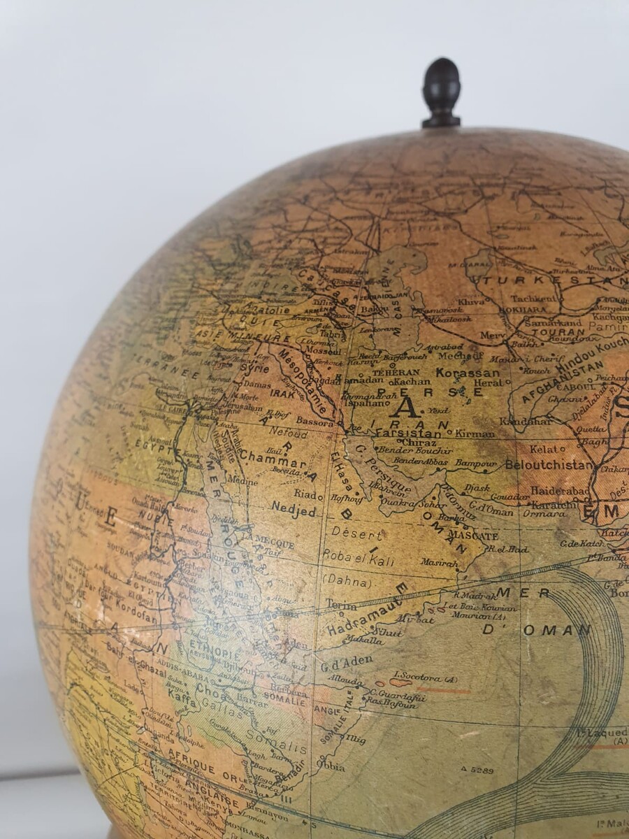 Early 20th century terrestrial globe, cast iron base