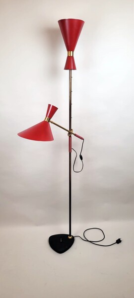 Floor lamp by Julius Théodor Kalmar - brass and varnished sheet metal - 2 switches