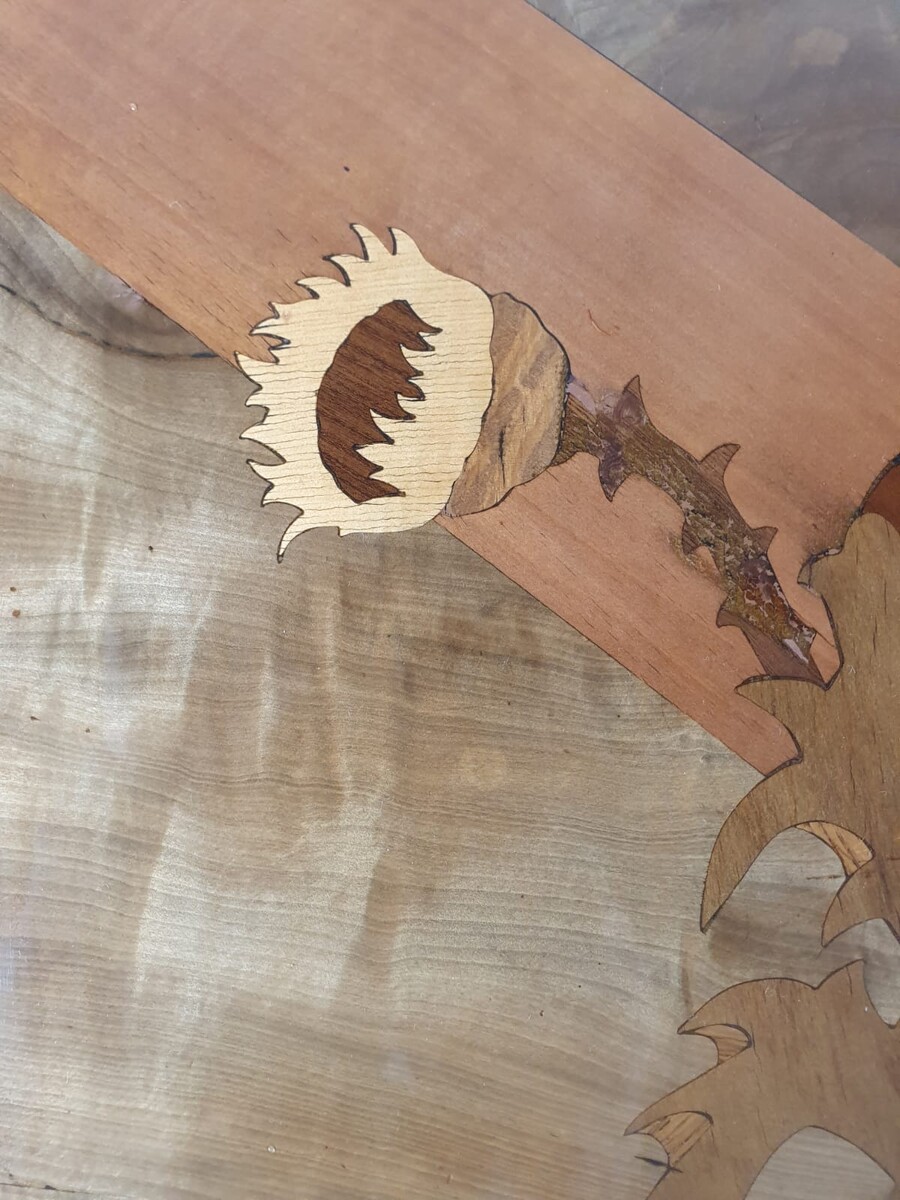 Gallé, marquetry side table decorated with thistles and Lorraine crosses