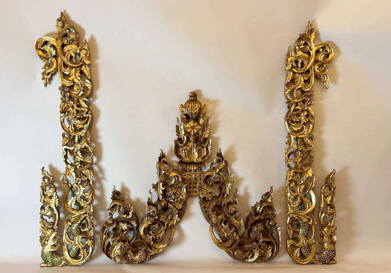 Group Of 3 Temple Panels, 19th.c, Burma 