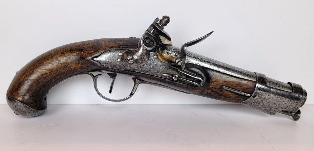 Half-tree flintlock pistol - French Revolution period - war period - iron finish - marked N2