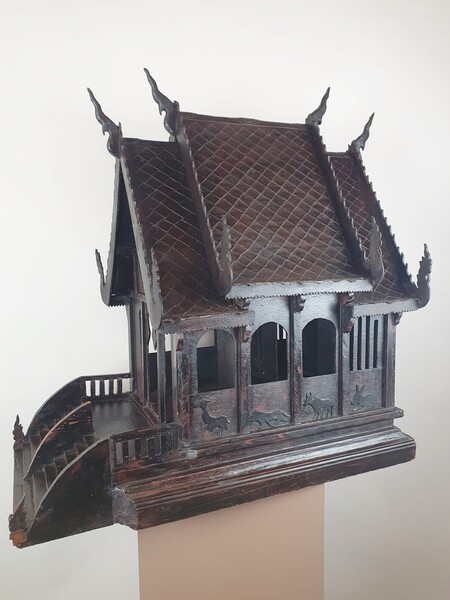 House of spirits, miniature carved wooden temple, Thailand 20th