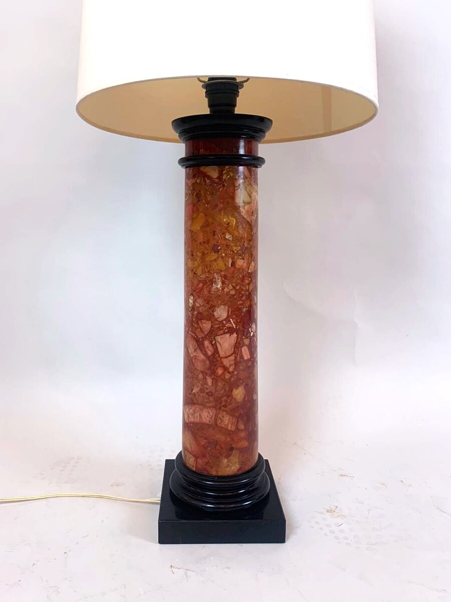 Important marble column lamp