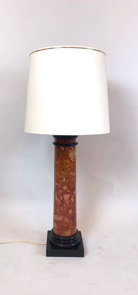 Important marble column lamp