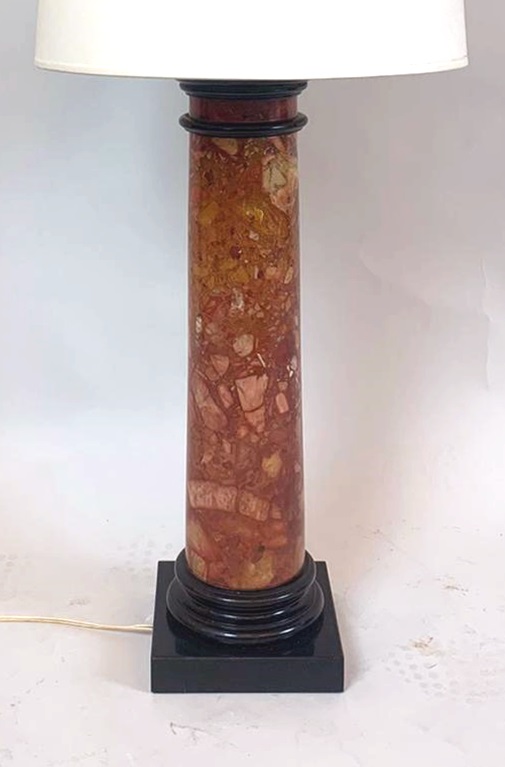 Important marble column lamp