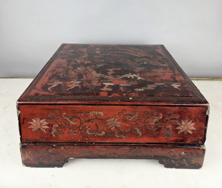 Lacquered wooden wedding box, China, early 20th century