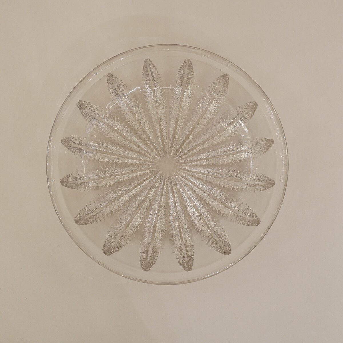 Lalique French Crystal Dish with Leaves Design