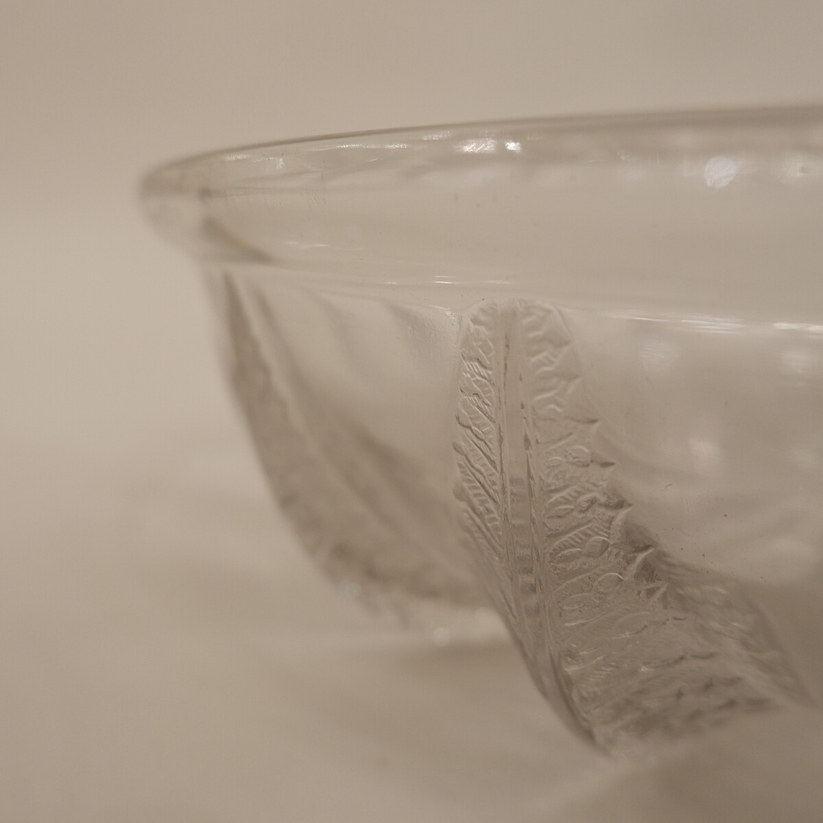 Lalique French Crystal Dish with Leaves Design