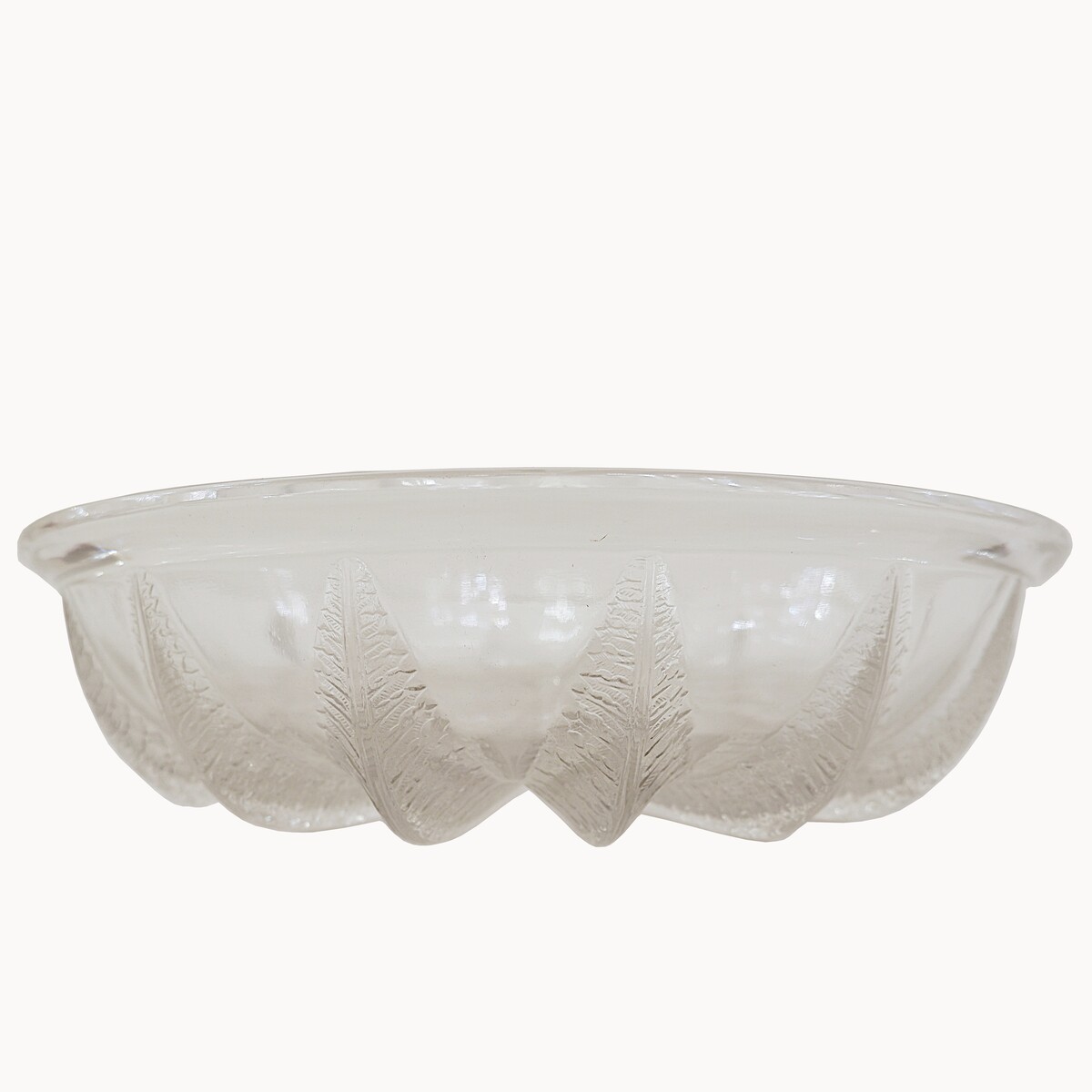 Lalique French Crystal Dish with Leaves Design