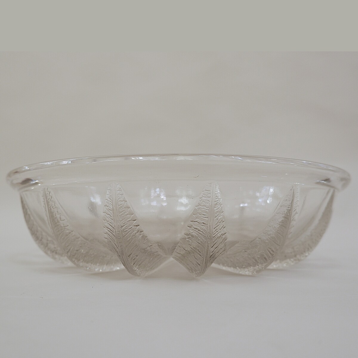 Lalique French Crystal Dish with Leaves Design