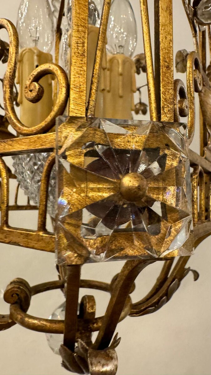 Lantern, Circa 1950, glas, gold iron. 