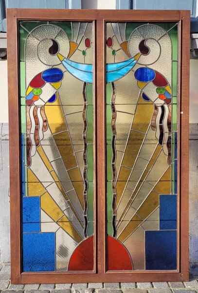 large Art Deco stained glass