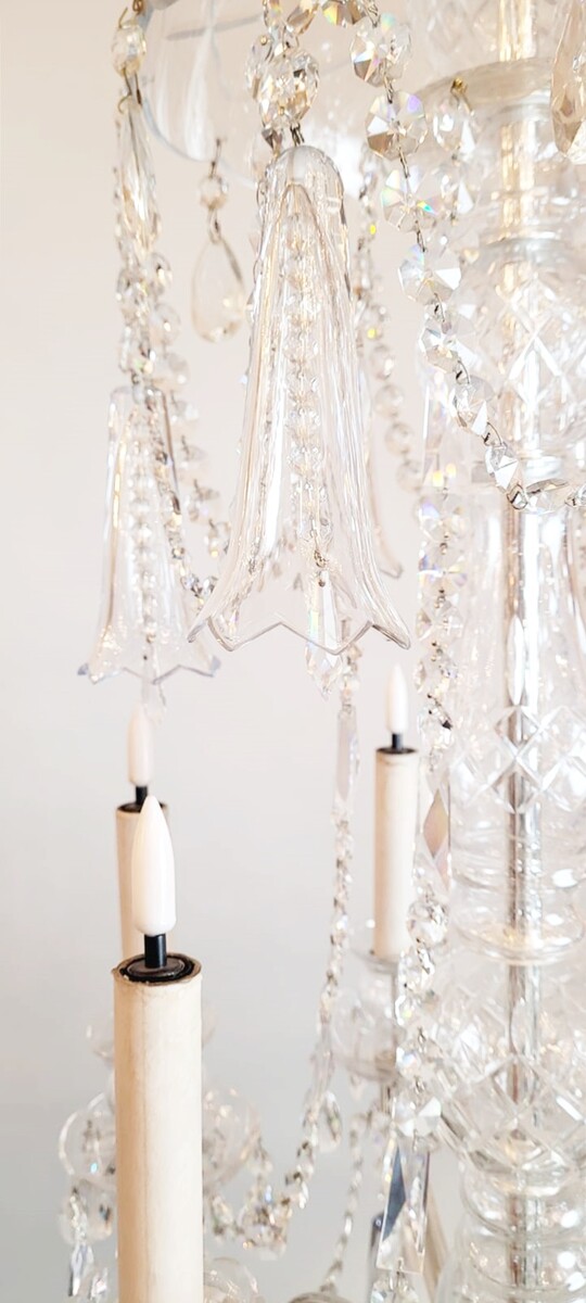 large glass and crystal chandelier - 12 light arms