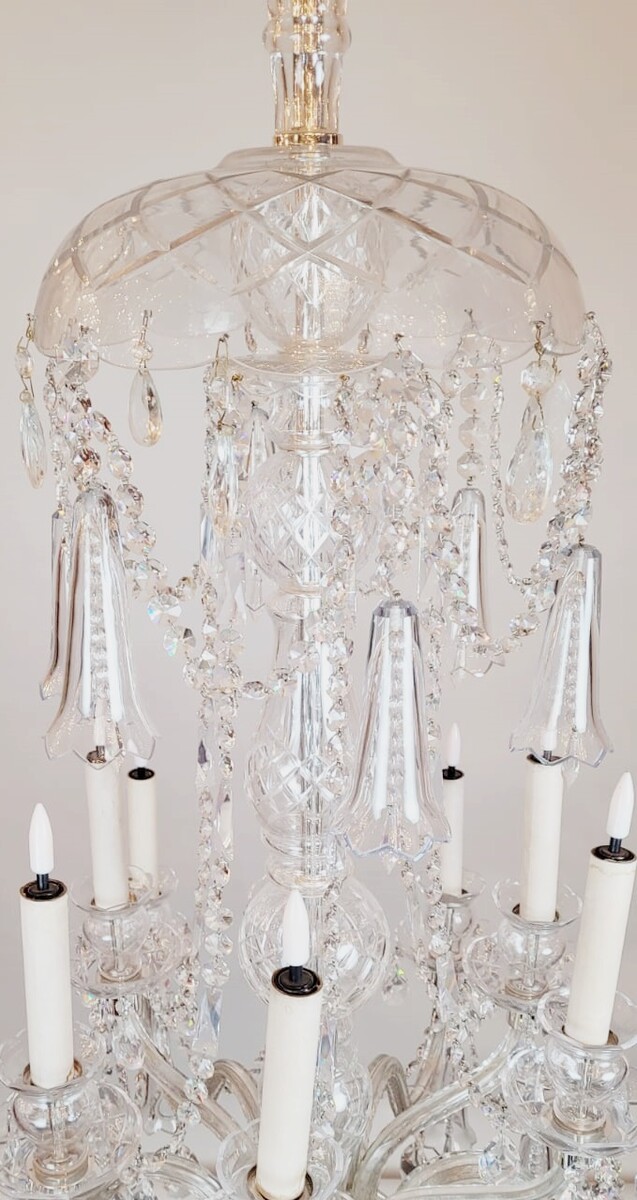 large glass and crystal chandelier - 12 light arms