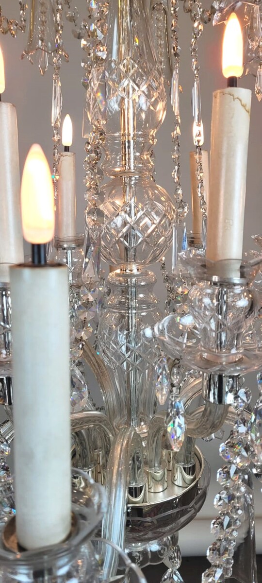 large glass and crystal chandelier - 12 light arms