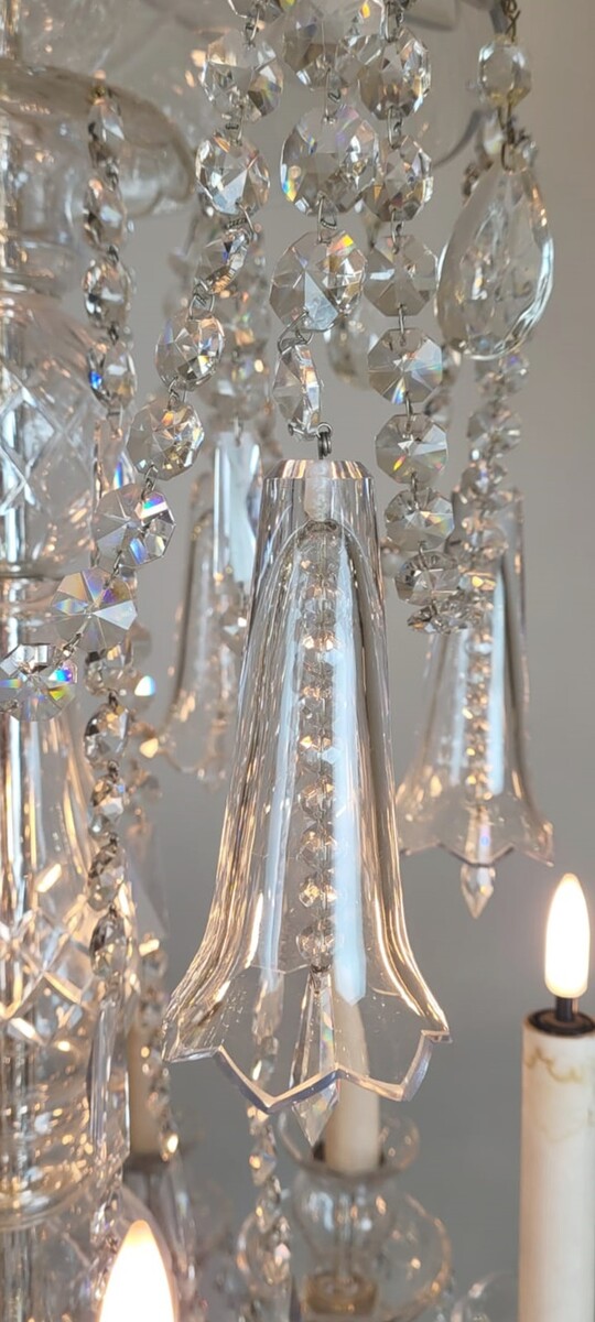 large glass and crystal chandelier - 12 light arms