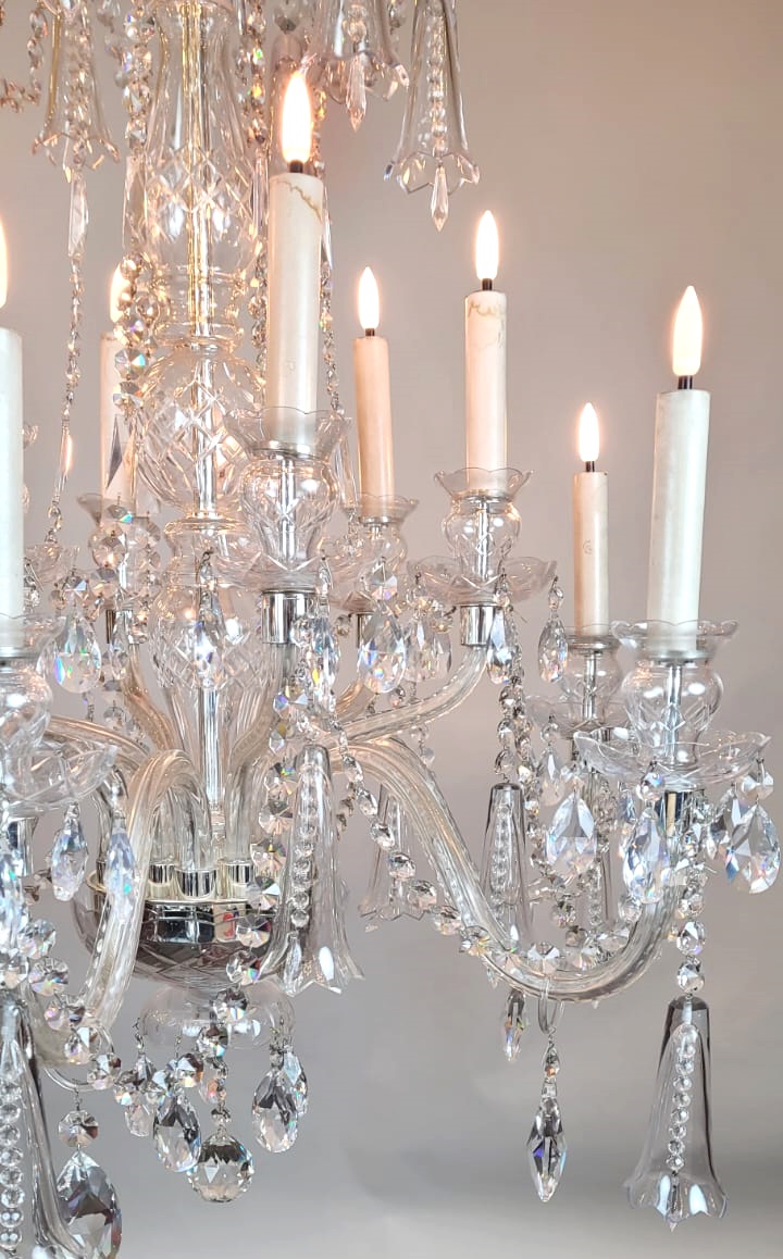 large glass and crystal chandelier - 12 light arms