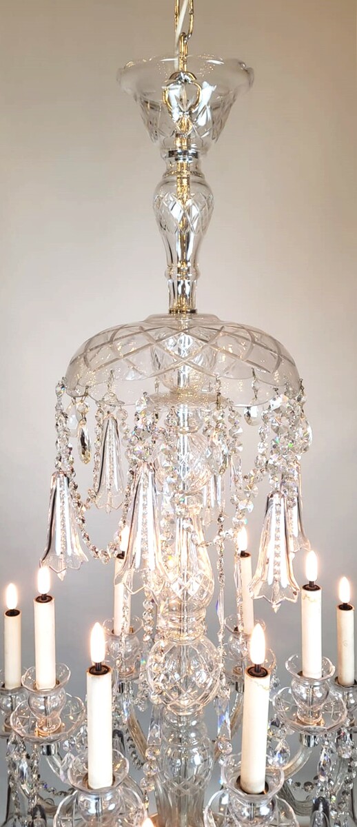 large glass and crystal chandelier - 12 light arms