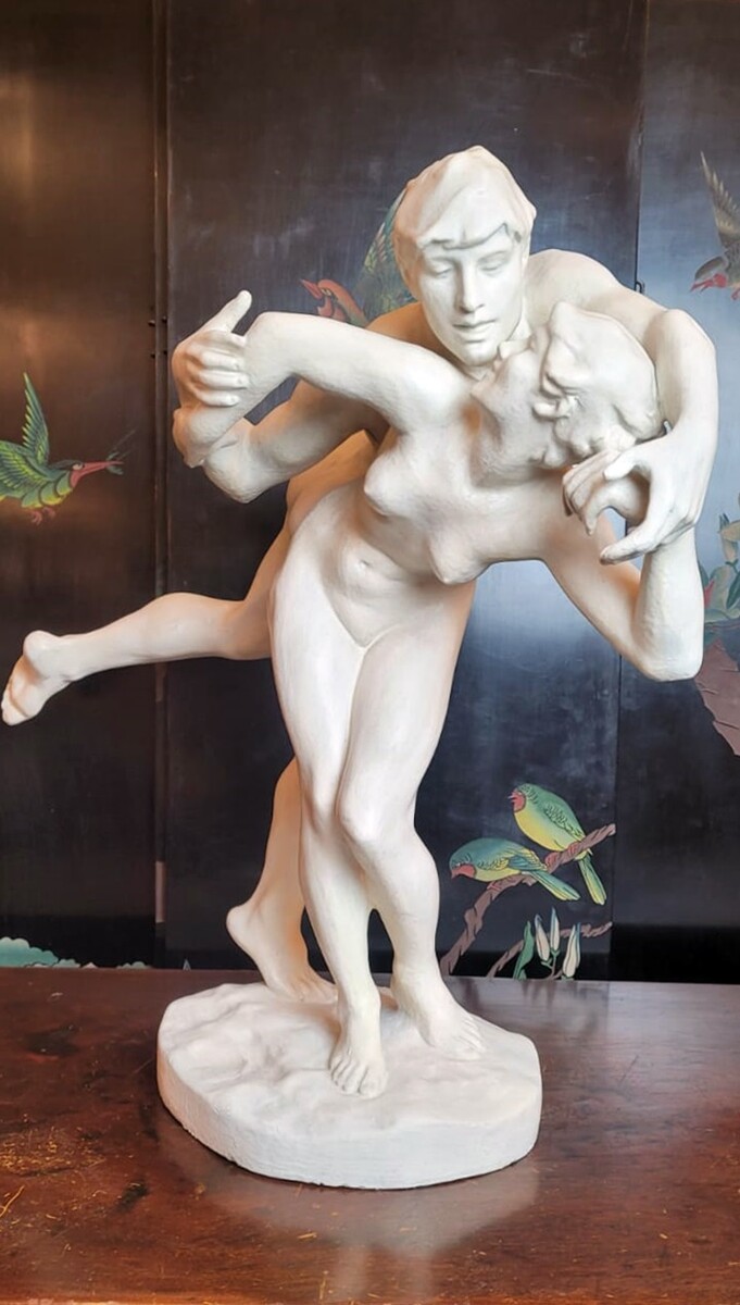 large plaster sculpture - the kiss - Jef Lambeau?