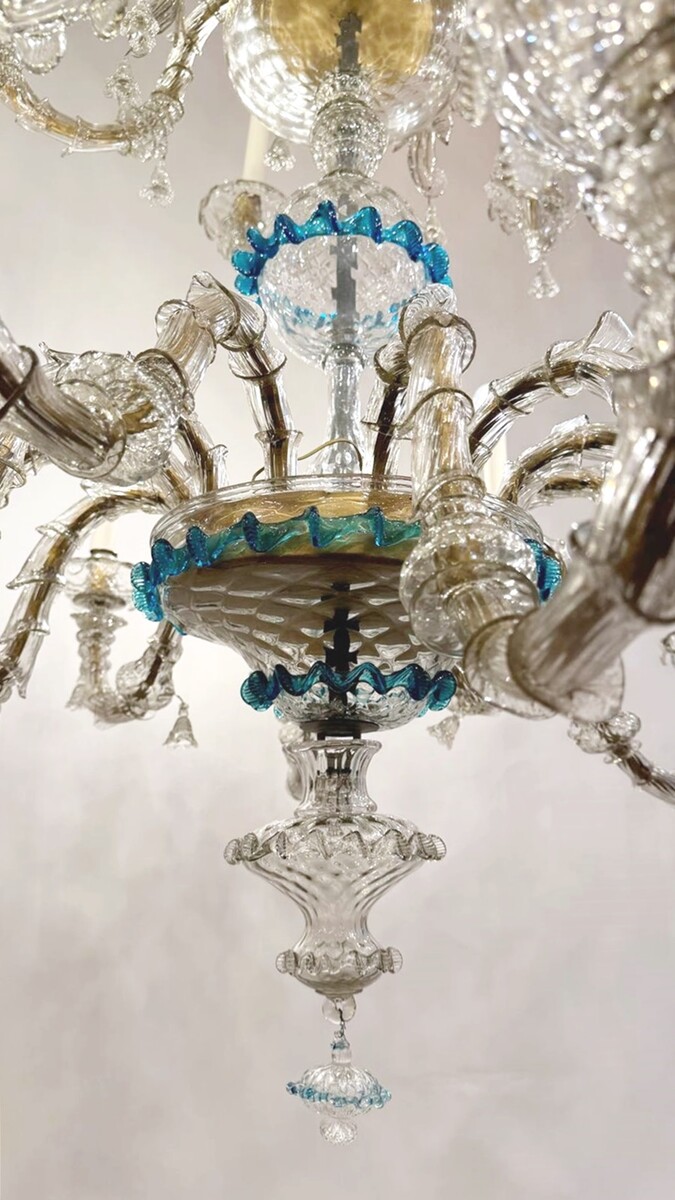 Large rezzonico chandelier in multicolor Murano glass - 18 arms of light