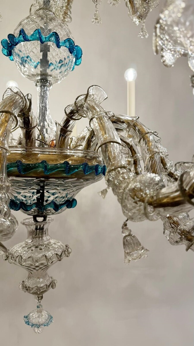 Large rezzonico chandelier in multicolor Murano glass - 18 arms of light