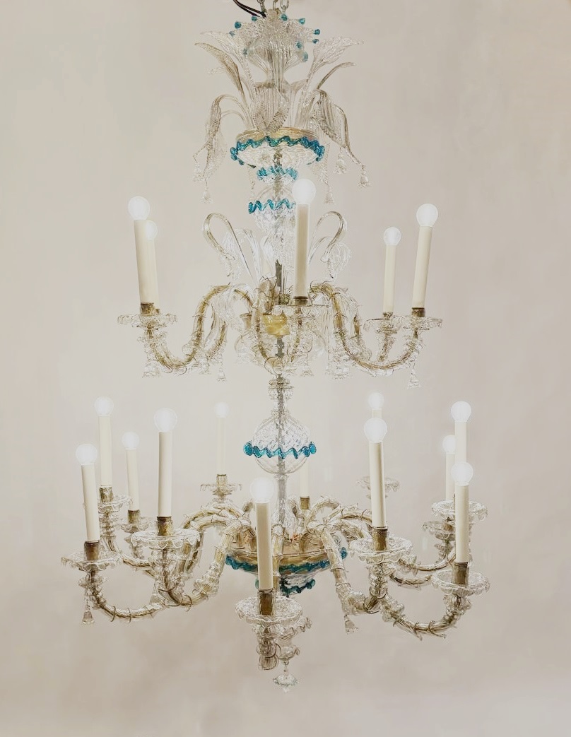 Large rezzonico chandelier in multicolor Murano glass - 18 arms of light