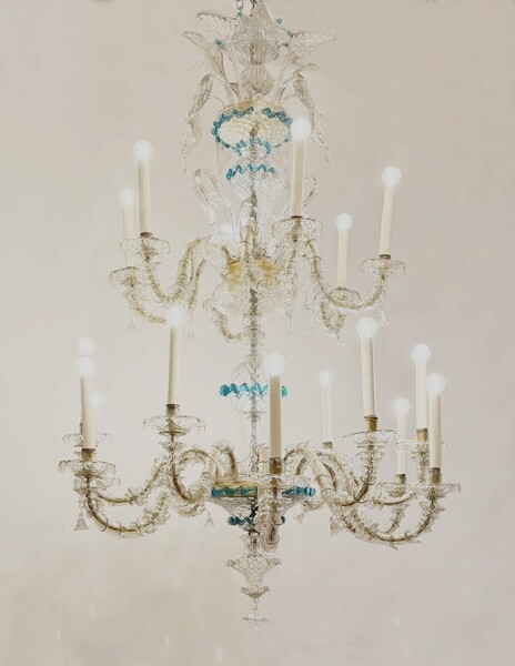 Large rezzonico chandelier in multicolor Murano glass - 18 arms of light