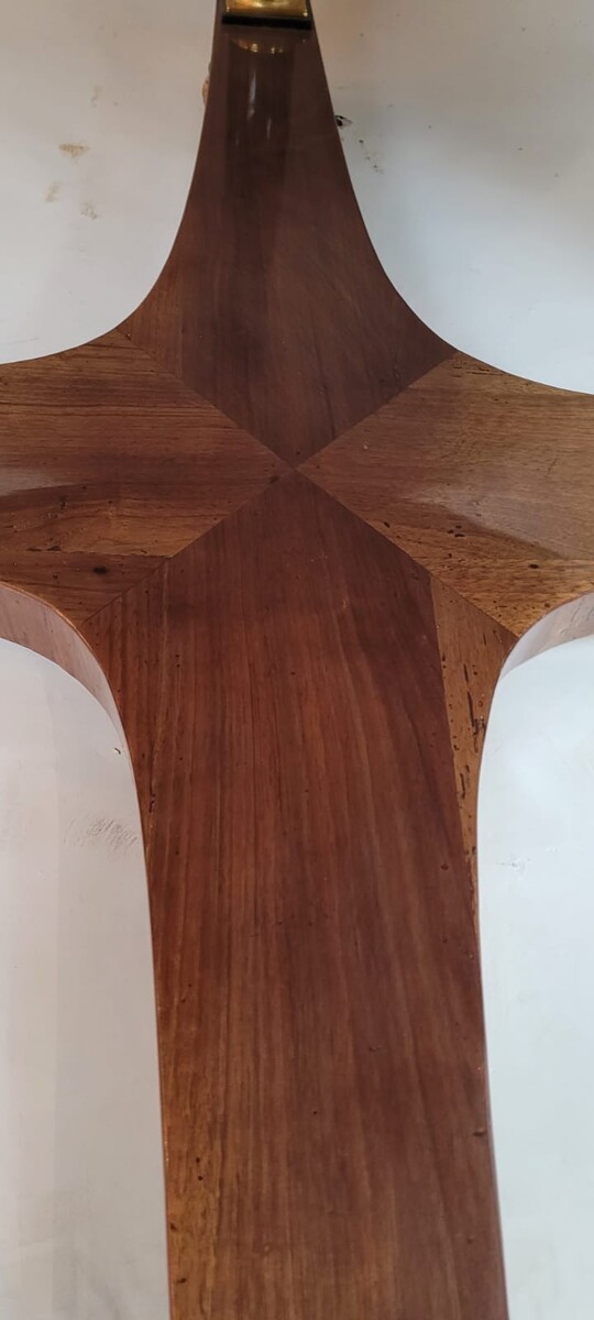 large round table with column legs from the empire period - fruitwood marquetry and gilded bronze