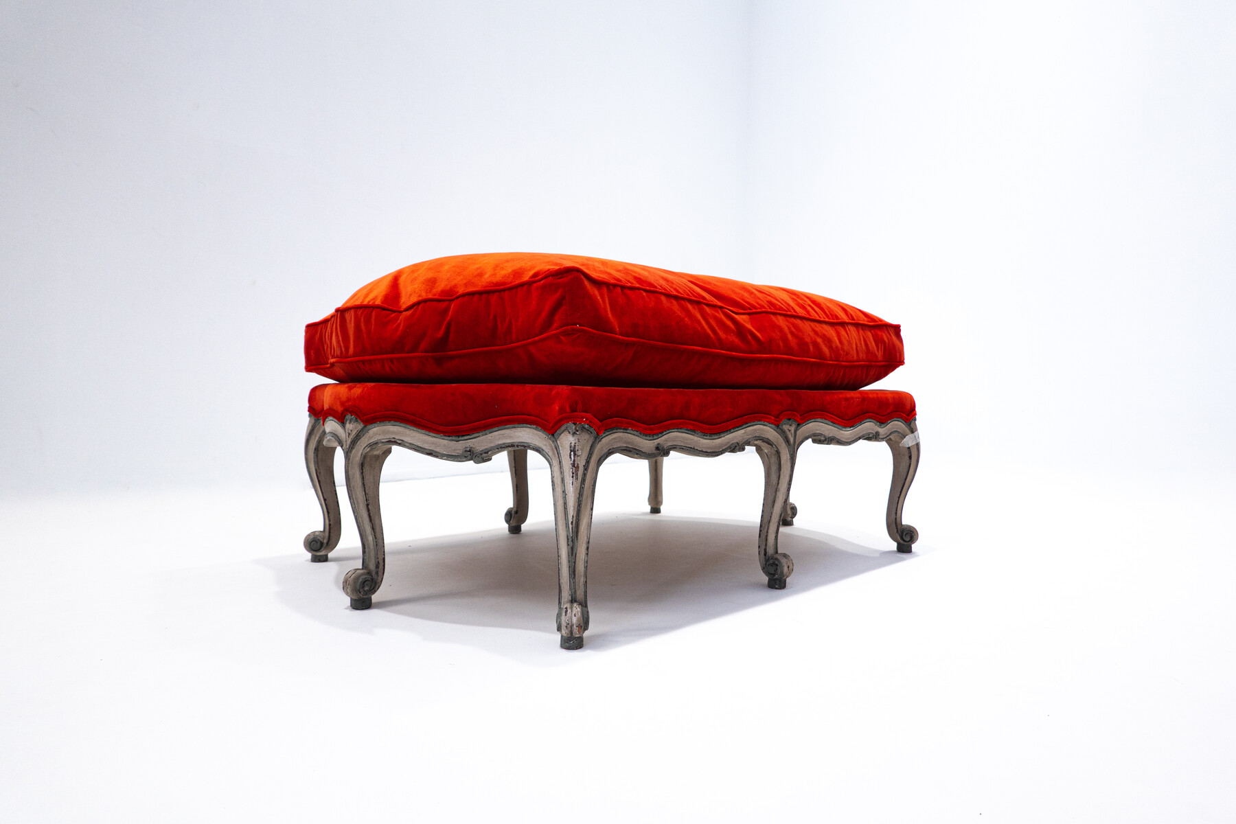 Louis XV Style Bench, Red Velvet, Belgium